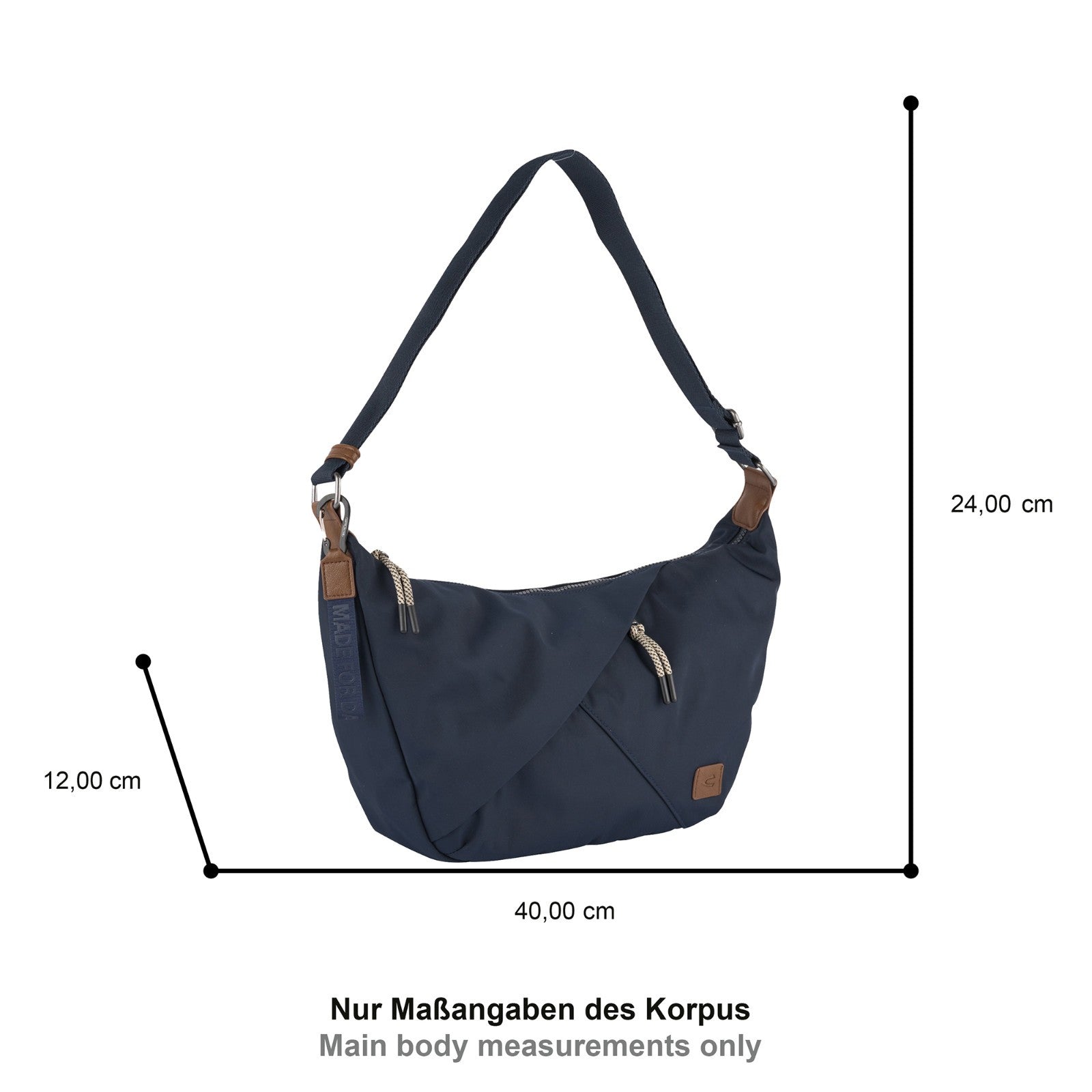 camel active Aurum Hobo Bag - Nachhaltige Beuteltasche aus recyceltem Nylon mit verstellbarem Riemen (40x12x24cm) blau