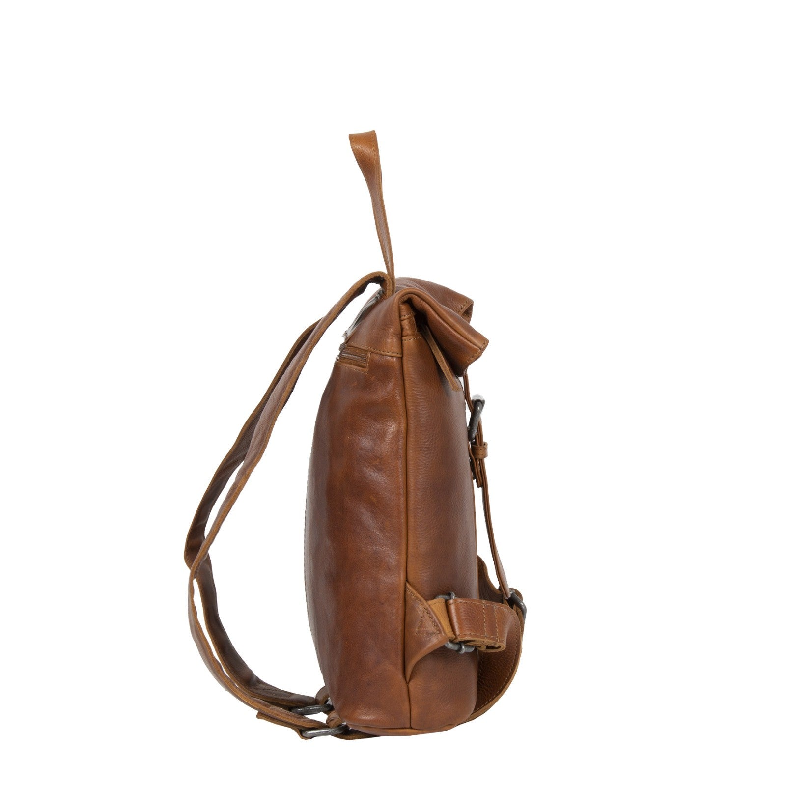 Justified Bags Nynke Rolltop Rucksack aus dickem, echtem Rindleder – Cityrucksack mit Magnetverschluss, Frontfach & Innenlicht – Robuster Leder Rucksack Damen & Herren