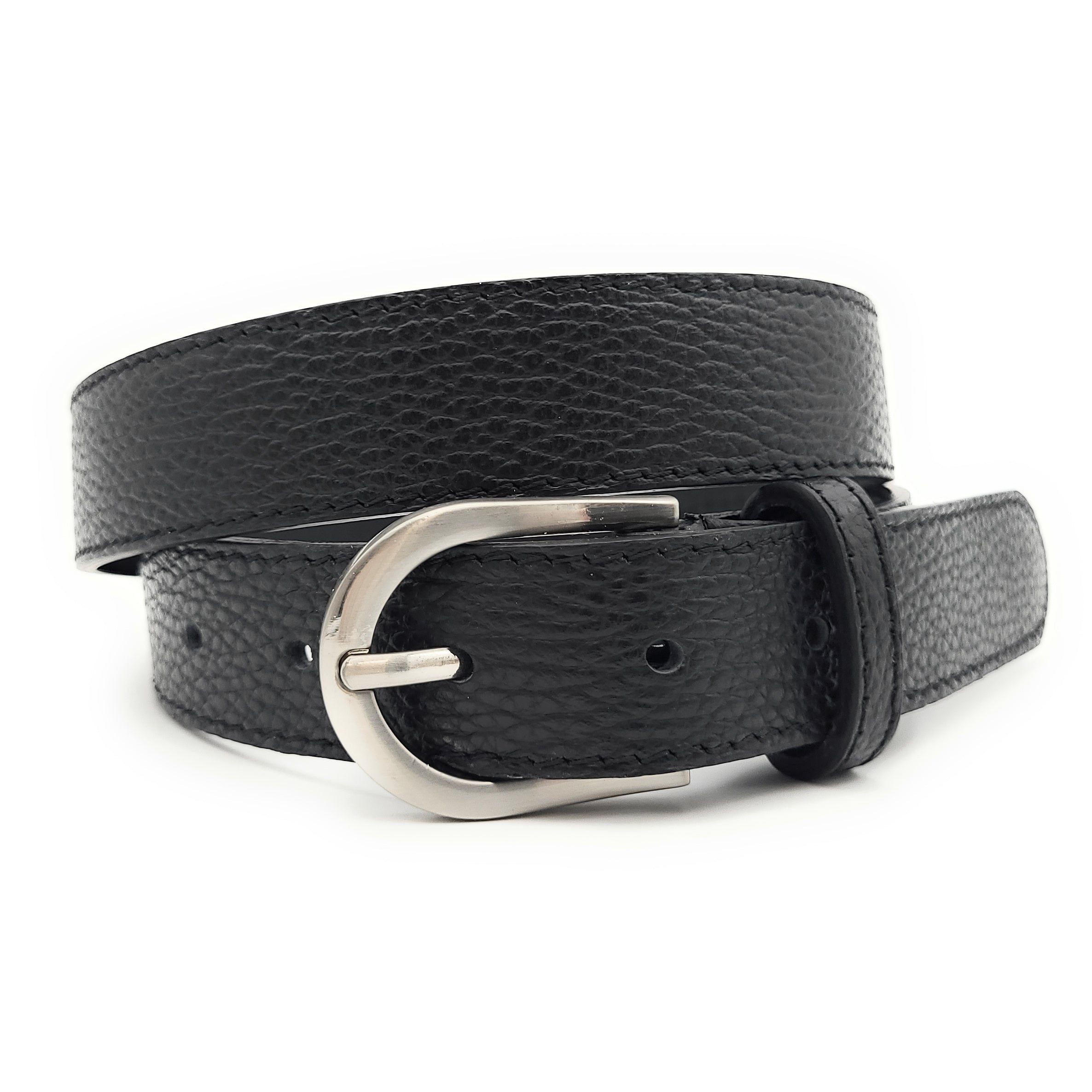 Echtledergürtel Made in Italy – ca. 30 mm breit, kürzbar, Metallschließe, genarbte Oberfläche, 5 Loch Gürtel für Herren & Damen navy blau schwarz