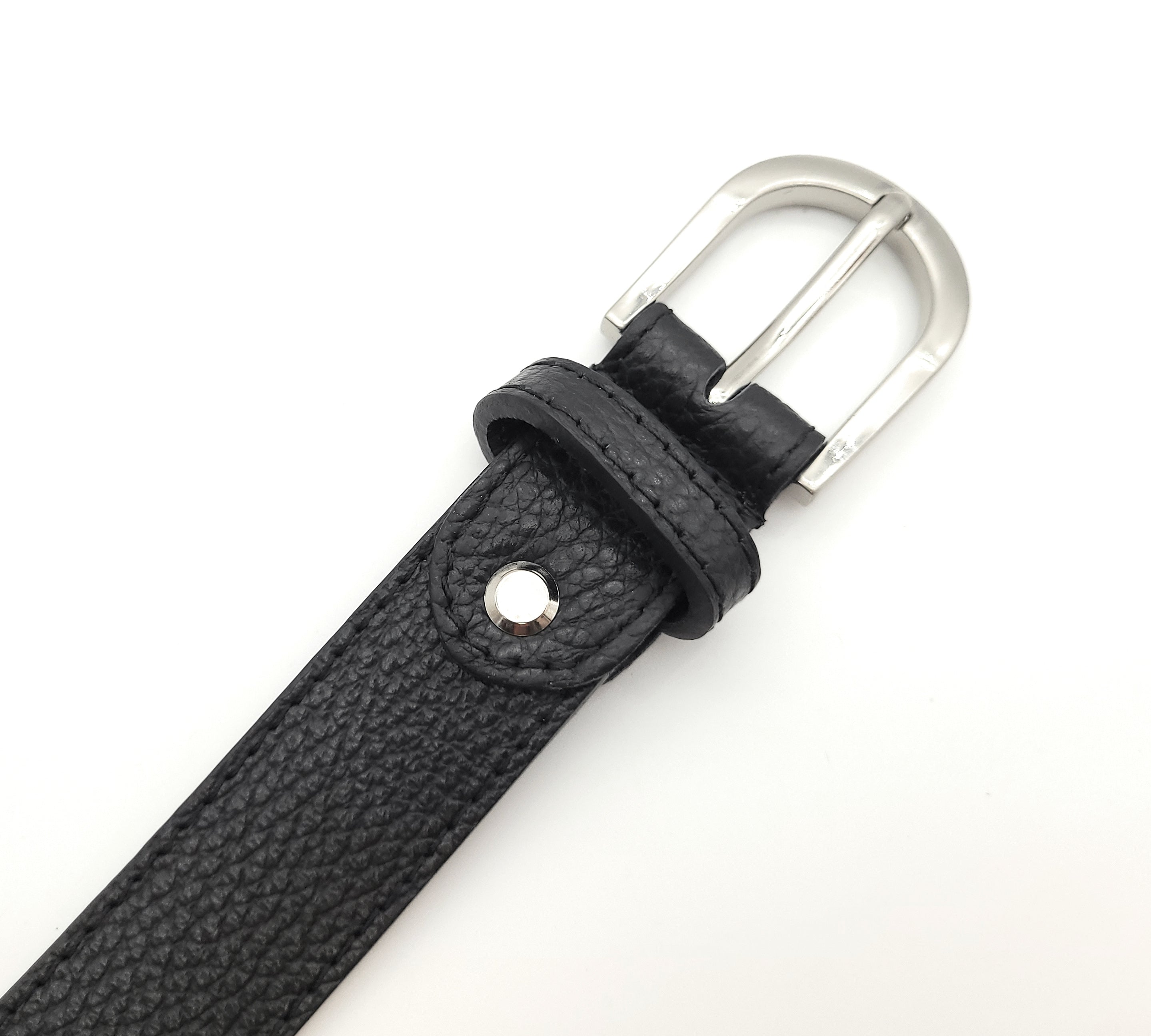 Echtledergürtel Made in Italy – ca. 30 mm breit, kürzbar, Metallschließe, genarbte Oberfläche, 5 Loch Gürtel für Herren & Damen navy blau schwarz
