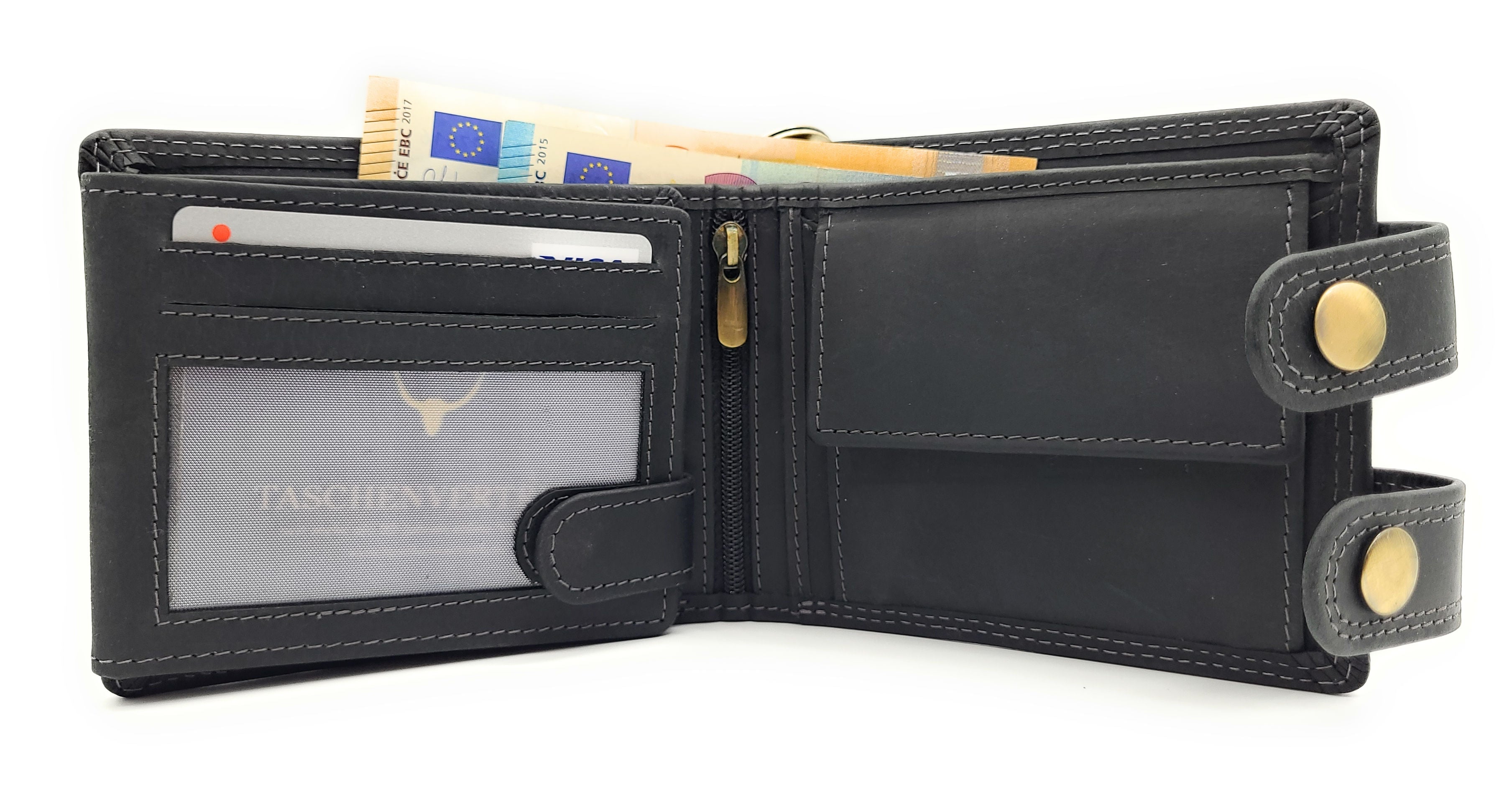 Biker Geldbörse mit Kette RFID Schutz Hunterleder Portemonnaie Skull Schädel Totenkopf