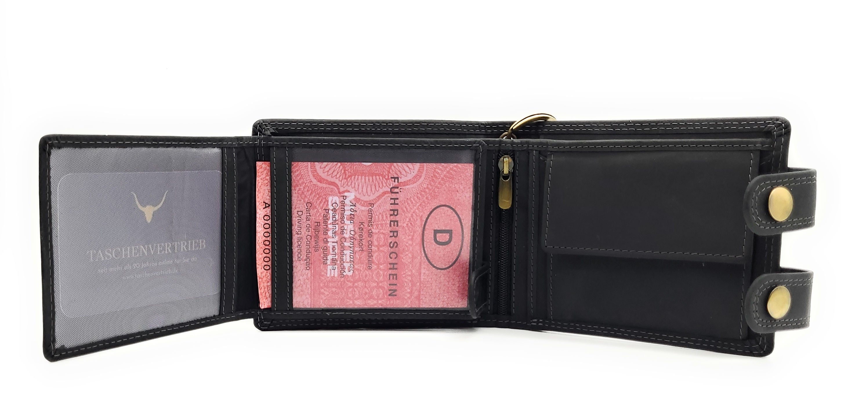 Biker Geldbörse mit Kette RFID Schutz Hunterleder Portemonnaie Skull Schädel Totenkopf