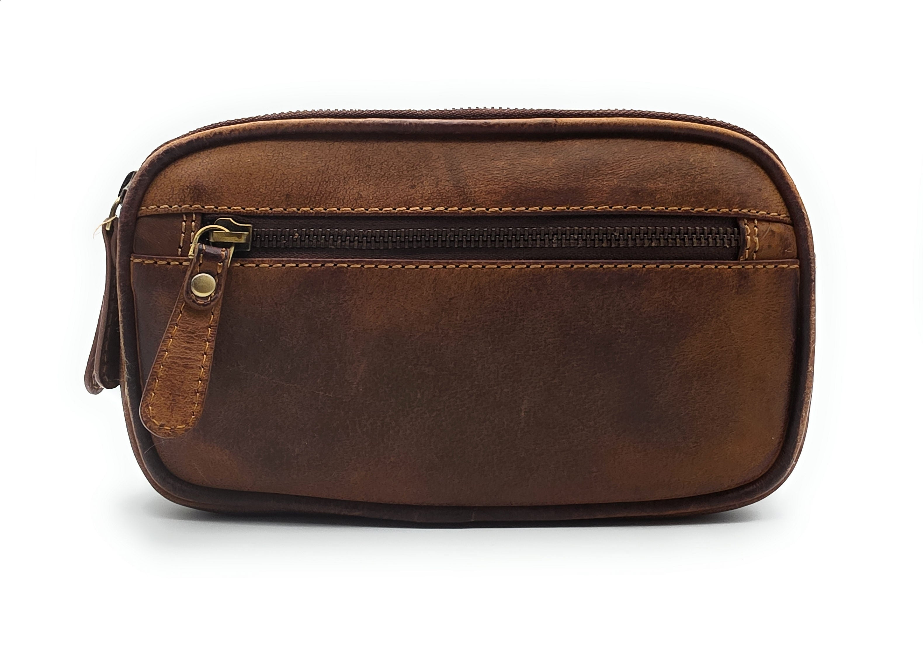 Leatherfox Gürteltasche XXL Büffelleder – 2 Hauptfächer, Hüfttasche Echtleder 21 cm