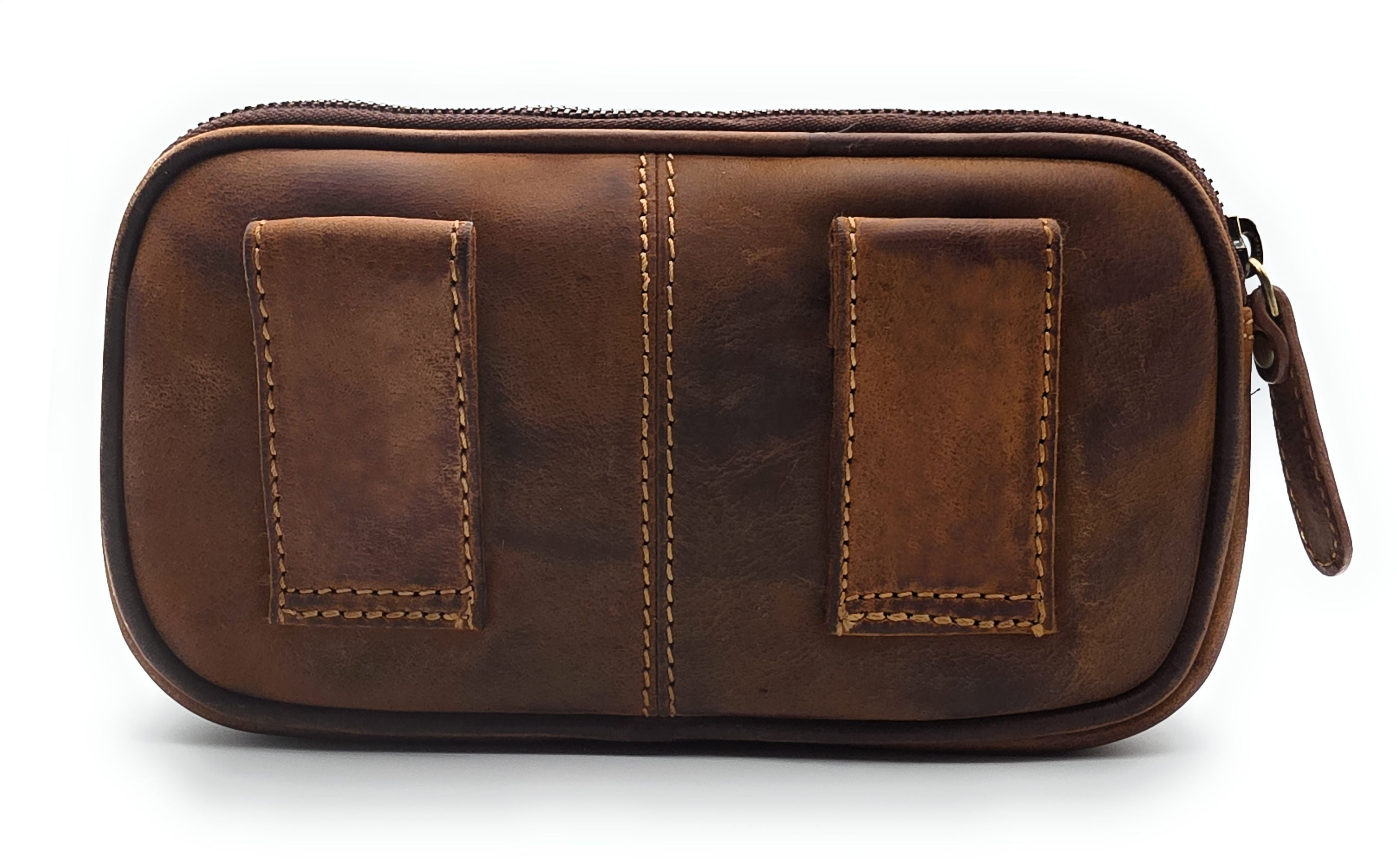 Leatherfox Gürteltasche XXL Büffelleder – 2 Hauptfächer, Hüfttasche Echtleder 21 cm