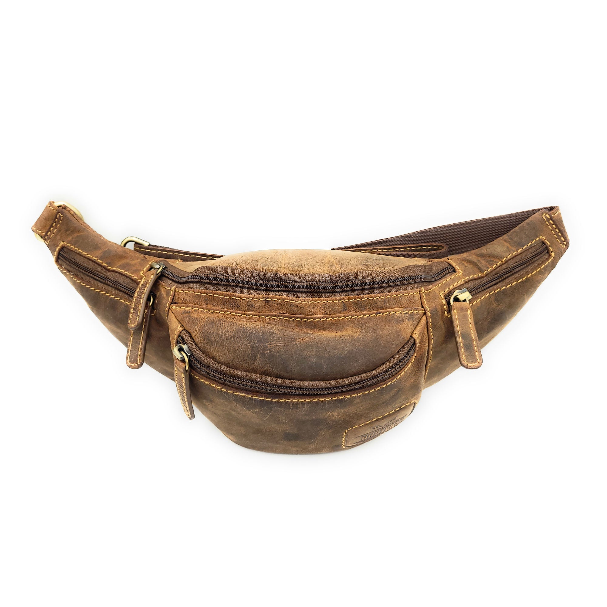 Hunters Bauchtasche aus Hunterleder – robuste Leder-Gürteltasche mit 5 Fächern & verstellbarem Hüftgurt