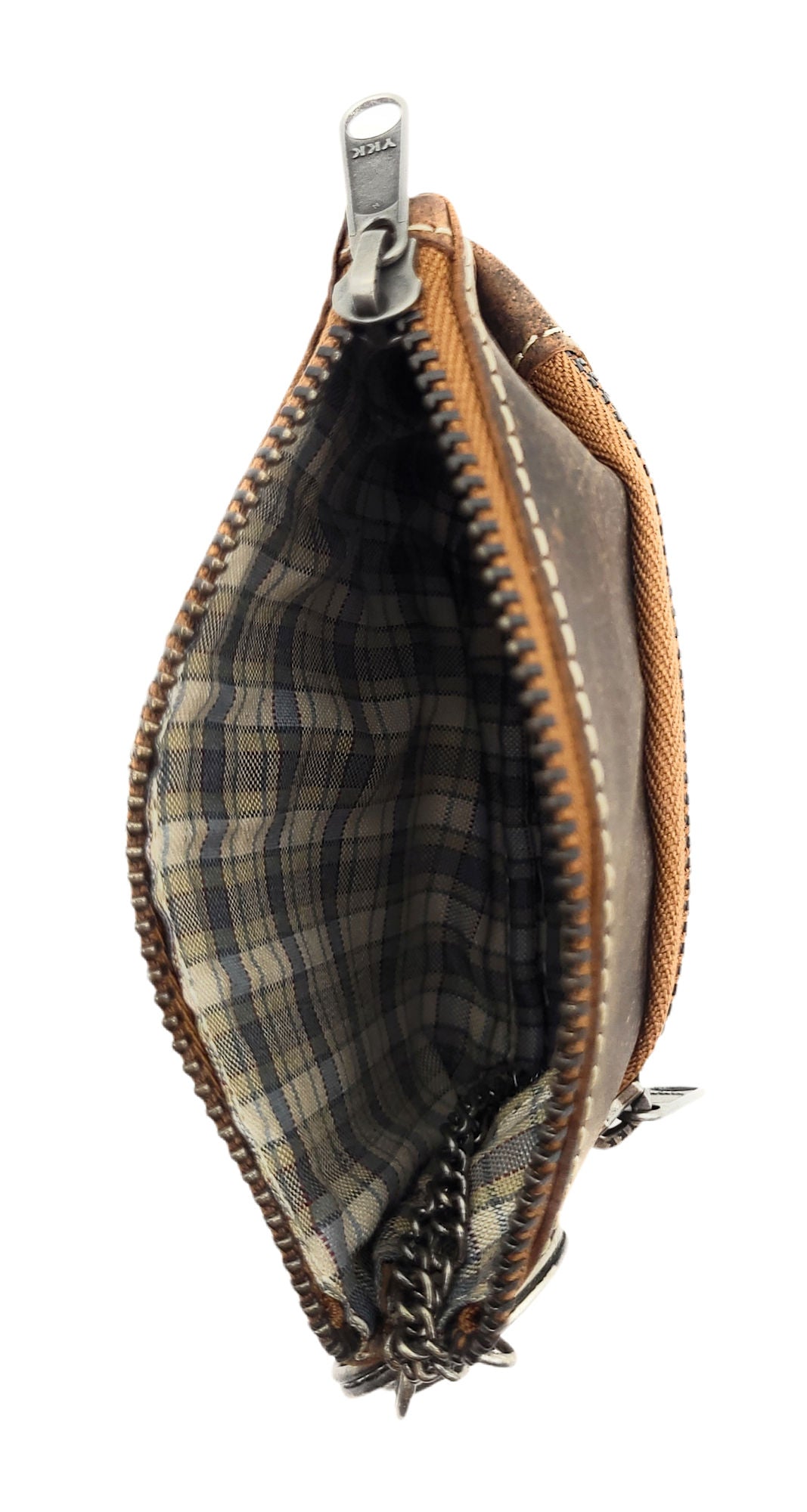 Ven Tomy Schlüsseletui – Büffelleder Vintage Braun mit 2 Schlüsselringen, Reißverschluss und Vorfach