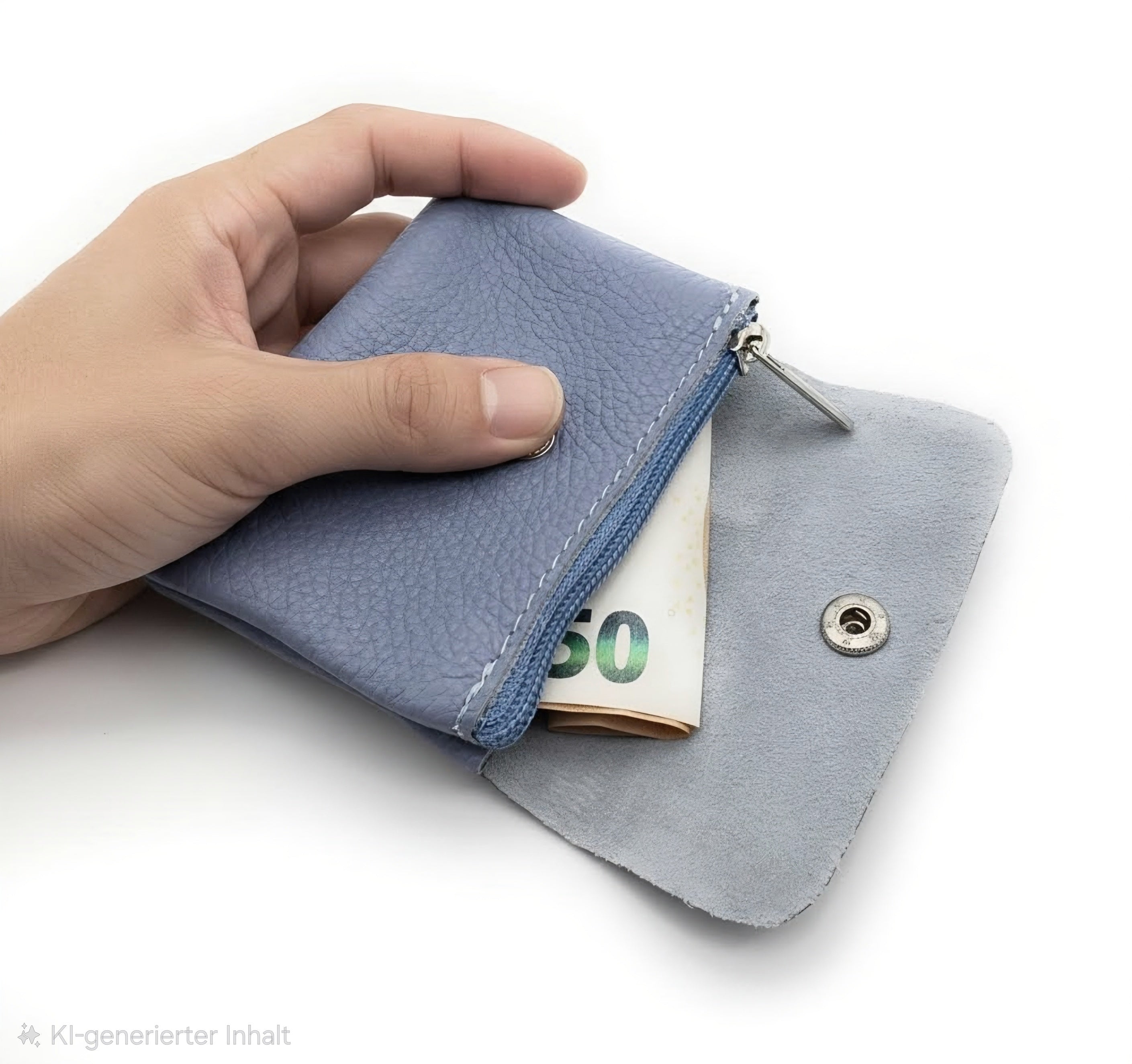 Mini Geldbörse Damen Herren – Echtes Rindleder, Made in Italy, Lavendelblau