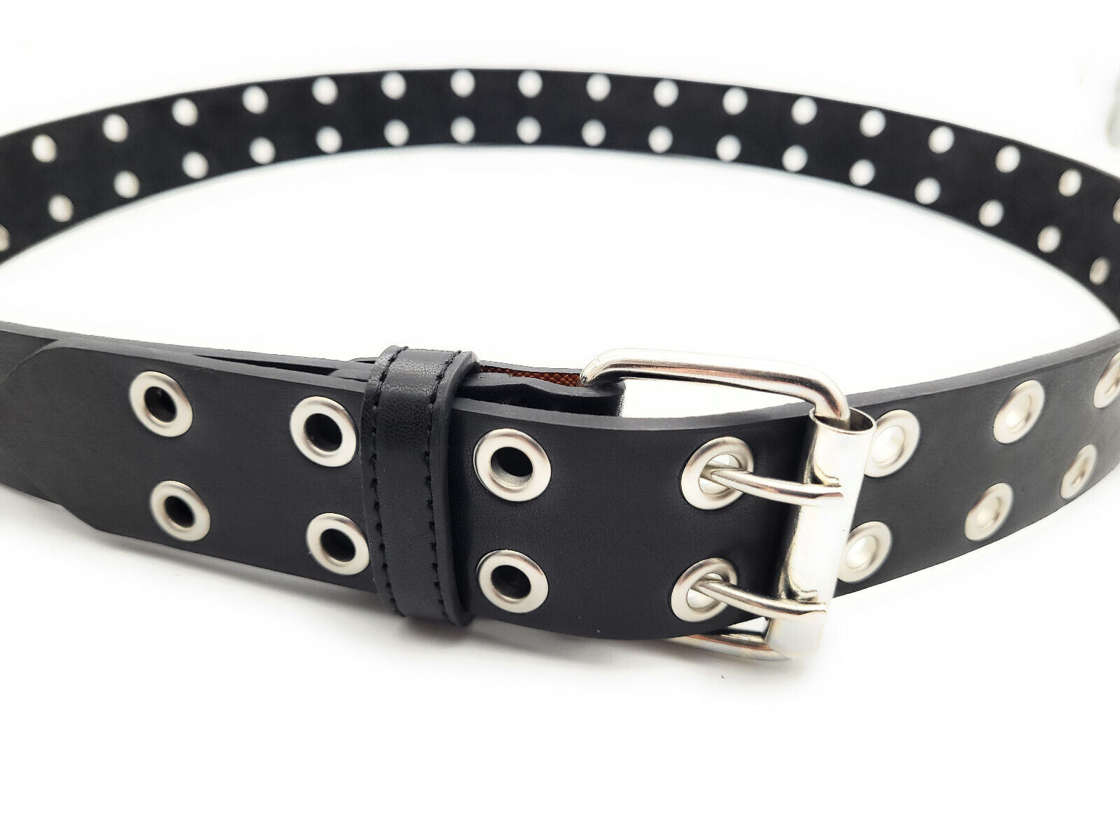 2-Loch Nietengürtel Ösen Gürtel Jeansgürtel Damen Herren echt Leder & PU 115cm (100cm Bundweite)