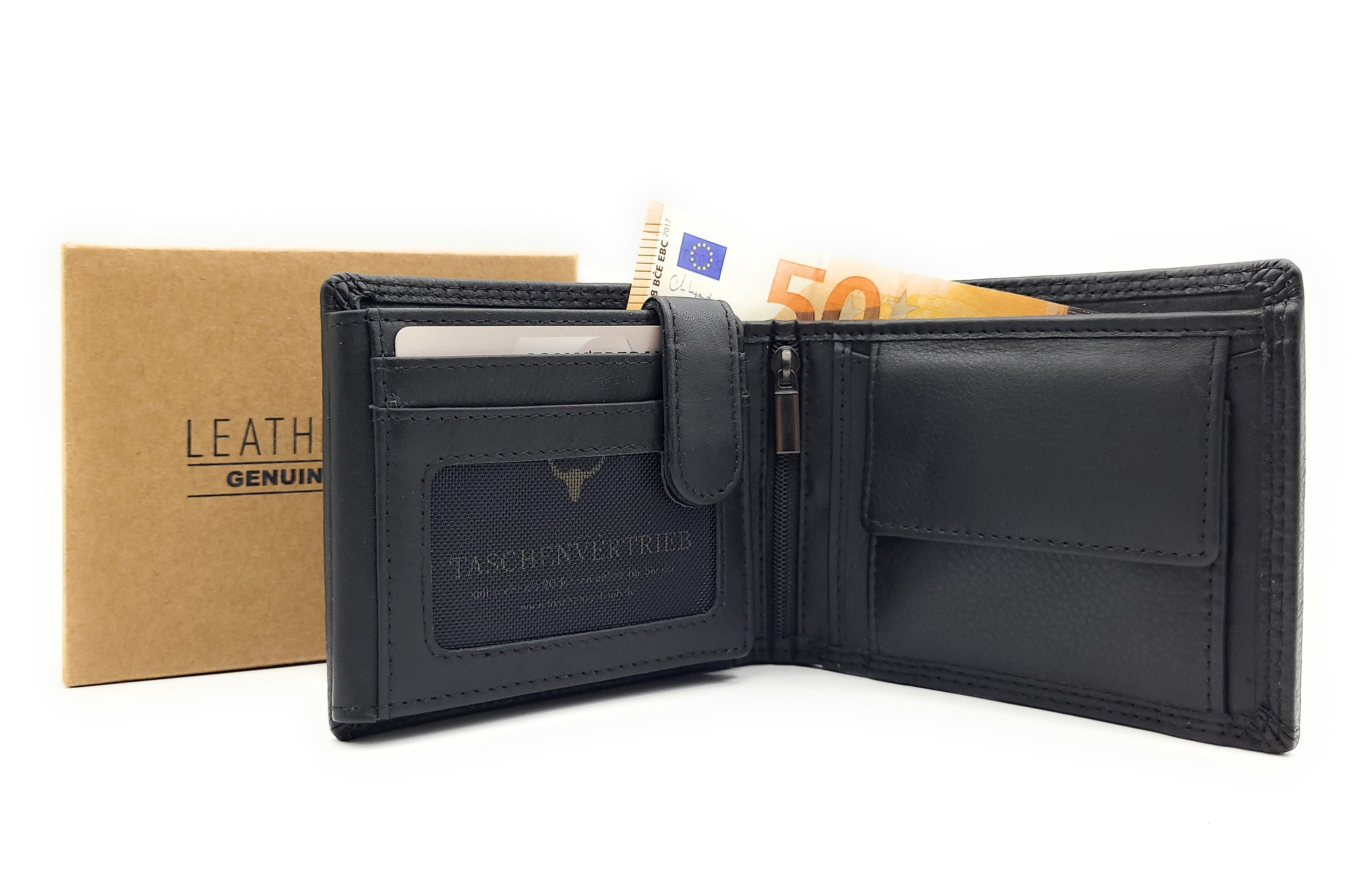 echt Leder Herren Geldbörse Portemonnaie Geldbeutel mit RFID Schutz Nappaleder inkl. Geschenkbox