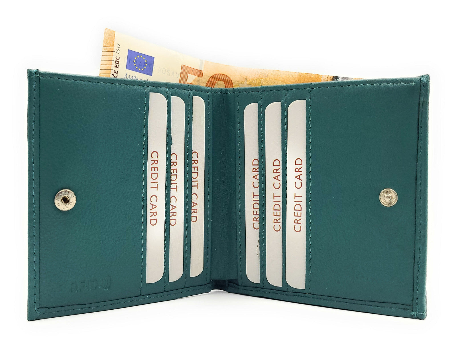 Jockey Club echt Leder Geldbörse Portemonnaie Wiener Schachtel RFID Schutz petrol