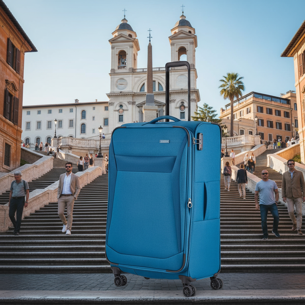 Travelite Chios Reisekoffer L Trolley Koffer 78cm 4 Rad / Rollen Dehnfalte TSA petrol