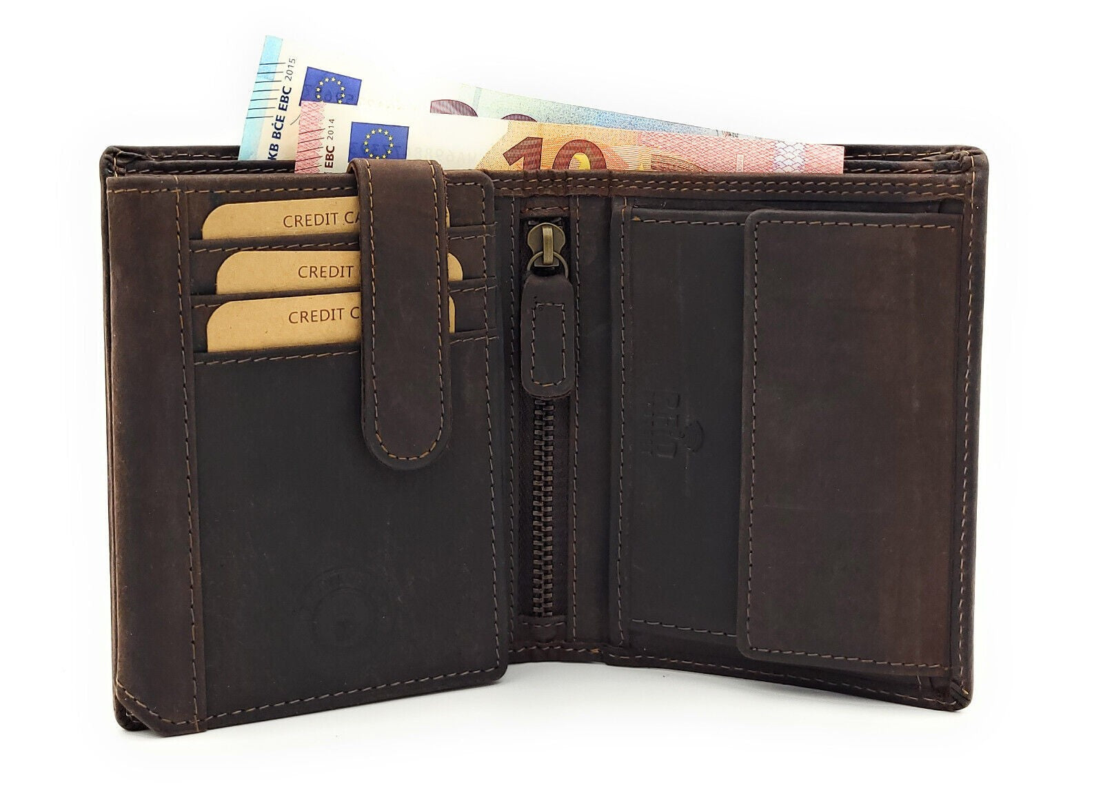 Jockey Club echt Leder Geldbörse Portemonnaie mit RFID Schutz dunkelbraun