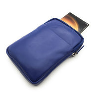 Jockey Club kleine echt Leder Smartphonetasche Umhängetasche Crossbag blau