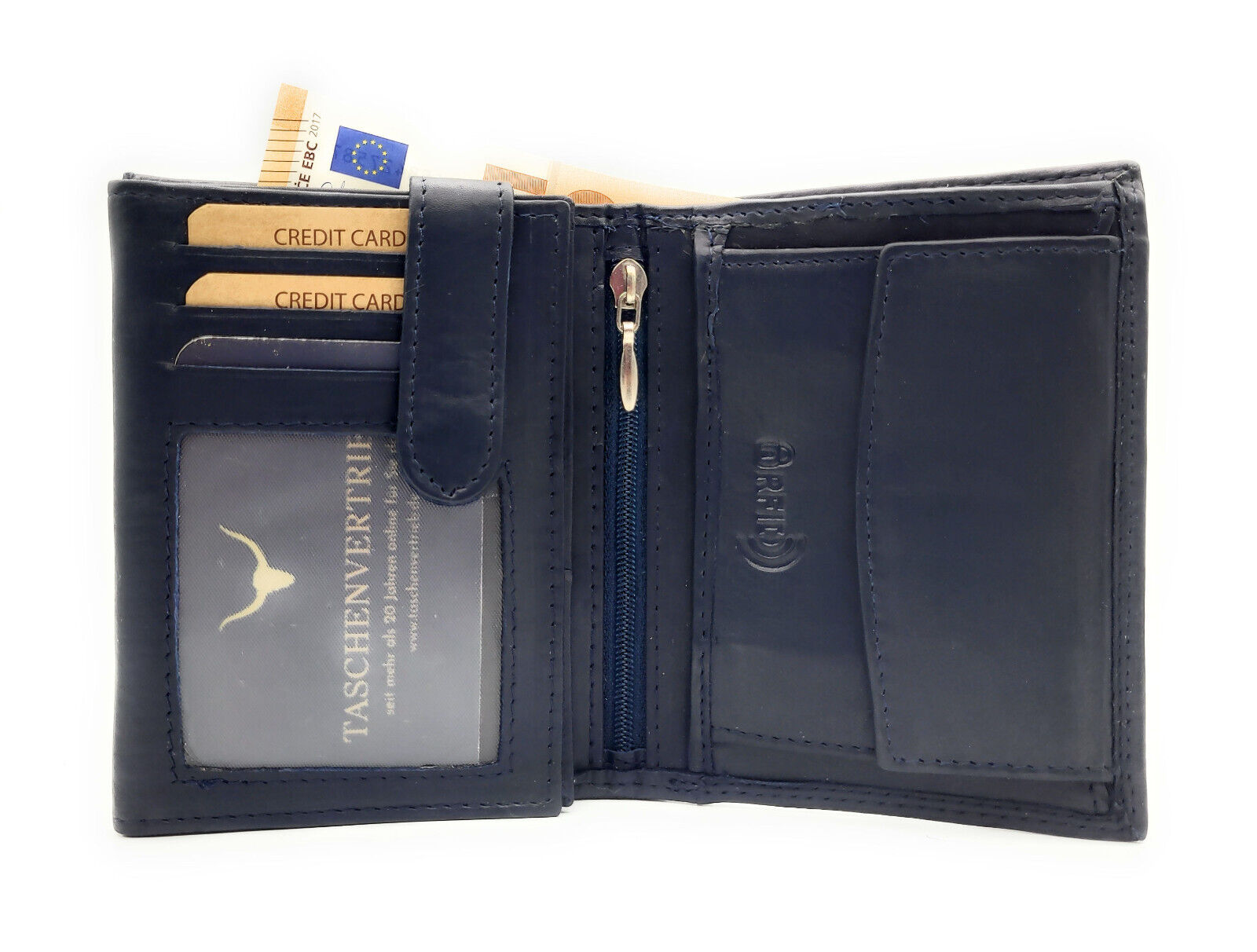 Jockey Club Basic echt Leder Geldbörse Portemonnaie Geldbeutel RFID Schutz navy blau