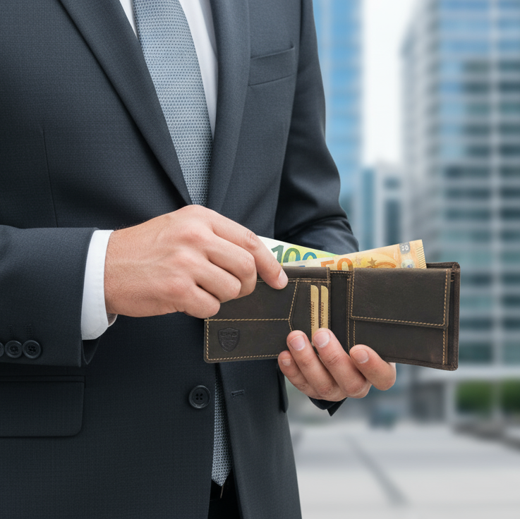 Jockey Club Serie Toro Mini Geldbörse Damen & Herren aus Hunterleder rustikal mit RFID Schutz, kompakt, 6 Kartenfächer, Münzfach mit Chipfach, 2 Scheinfächer, dunkelbraun