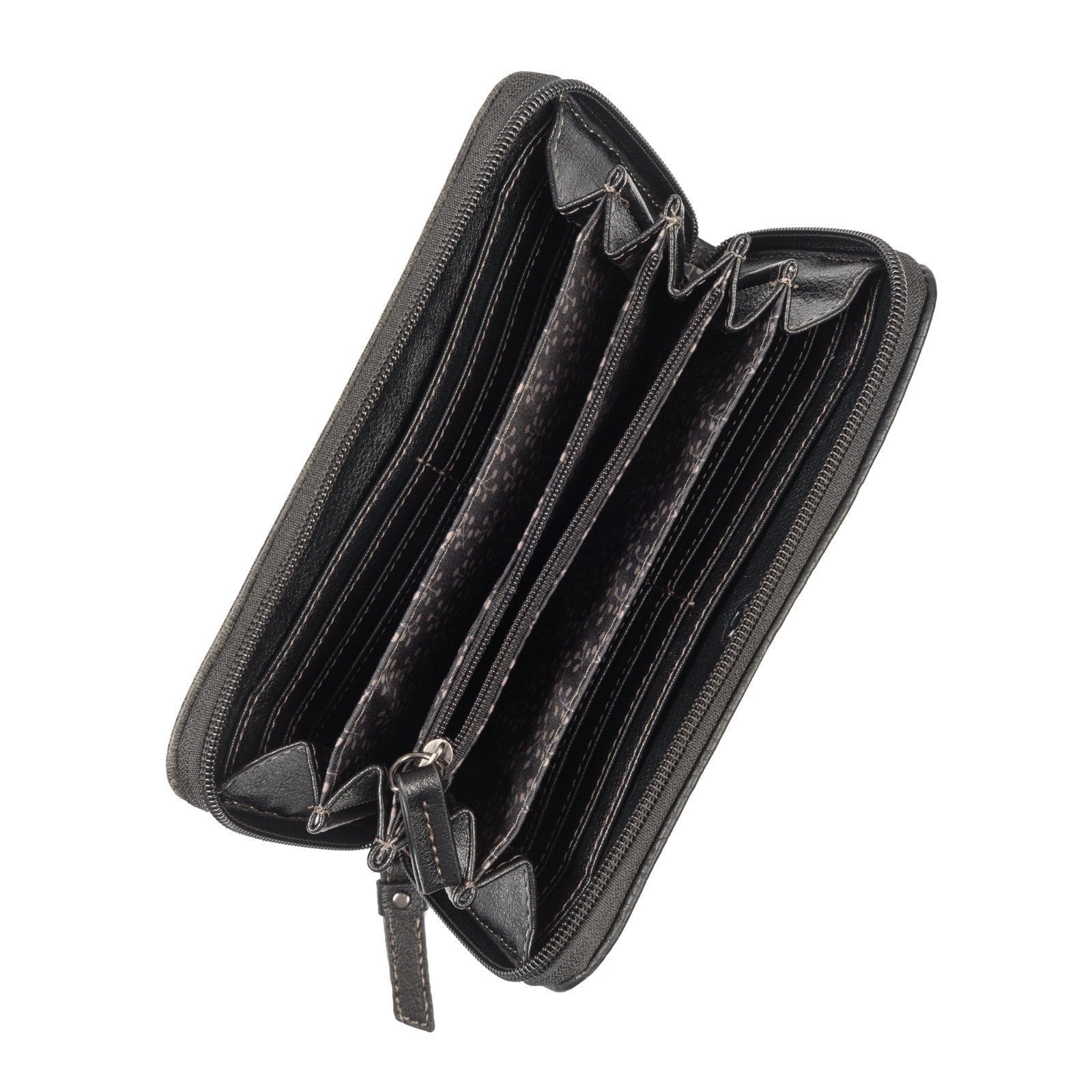 Tom Tailor Damen Geldbörse Elin – Long Zip Wallet mit 12 Kartenfächern, florales Innenfutter – 20x2,5x10,5 cm – UVP 45,99 € schwarz grau