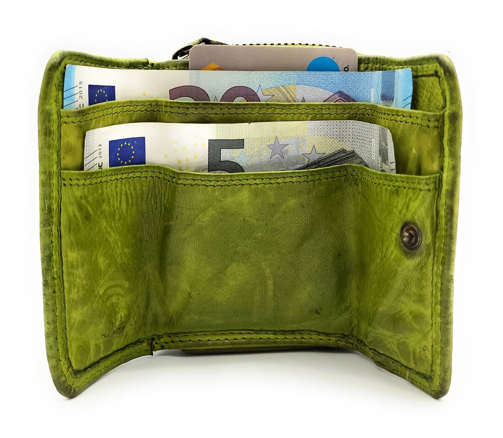 Hill Burry Mini echt Leder Damen Geldbörse Portemonnaie RFID Schutz Waschleder grün