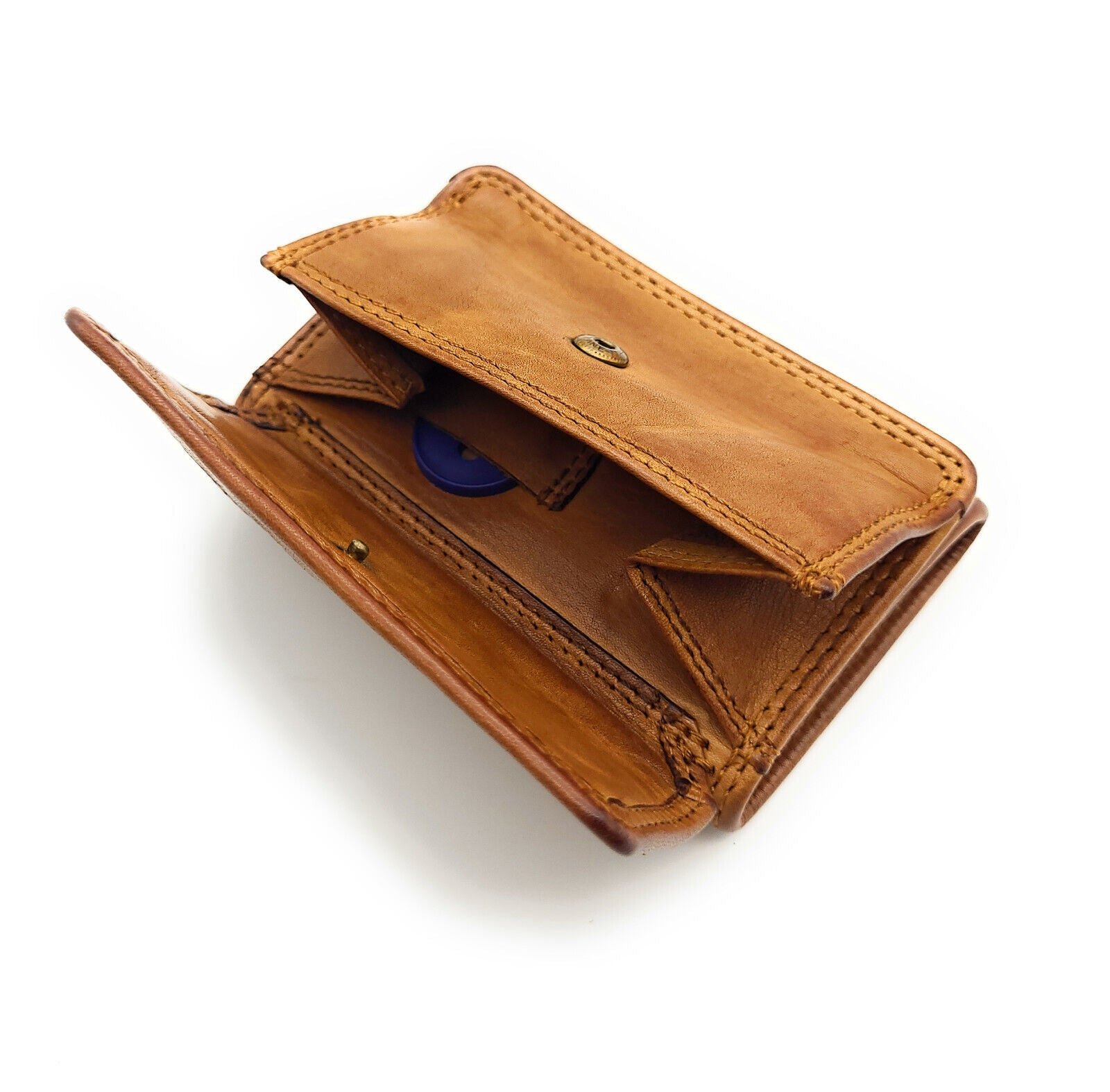 Hill Burry kleine echt Leder Damen Geldbörse Portemonnaie mit RFID Schutz Waschleder cognac