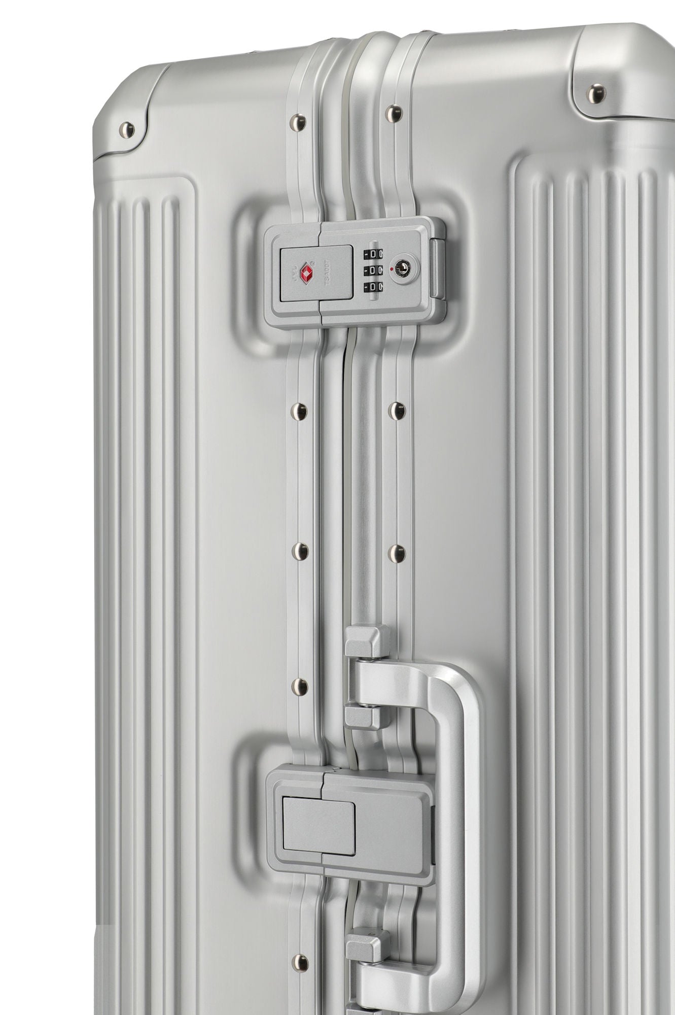 Travelite Next Trolley L – Aluminium Koffer 100 L, TSA, 4 Rollen, variable Packplatte