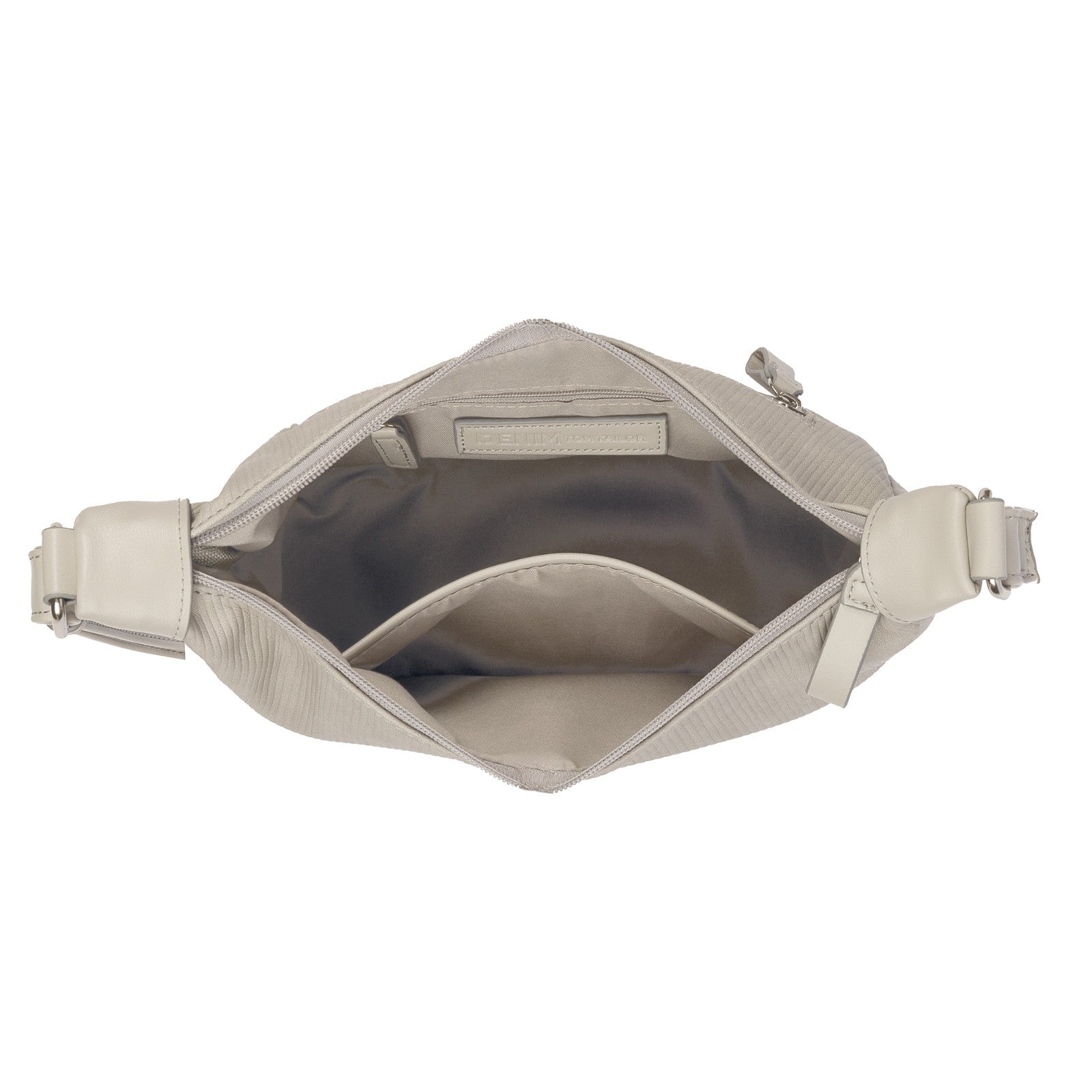 Tom Tailor Denim Liriel Cord Cross Bag M – Damen Umhängetasche aus PU mit Reißverschluss und verstellbarem Schulterriemen Handtasche light grey