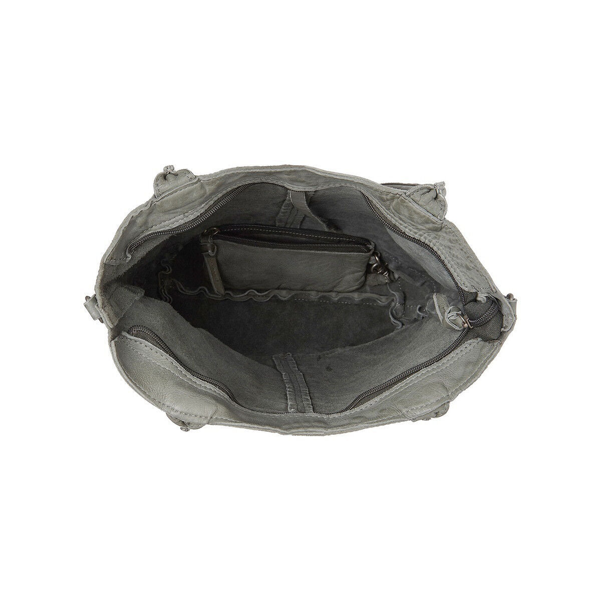 echt Leder Damen Shopper Handtasche Lederhenkel und abnehmbarer Schultergurt Amber grau