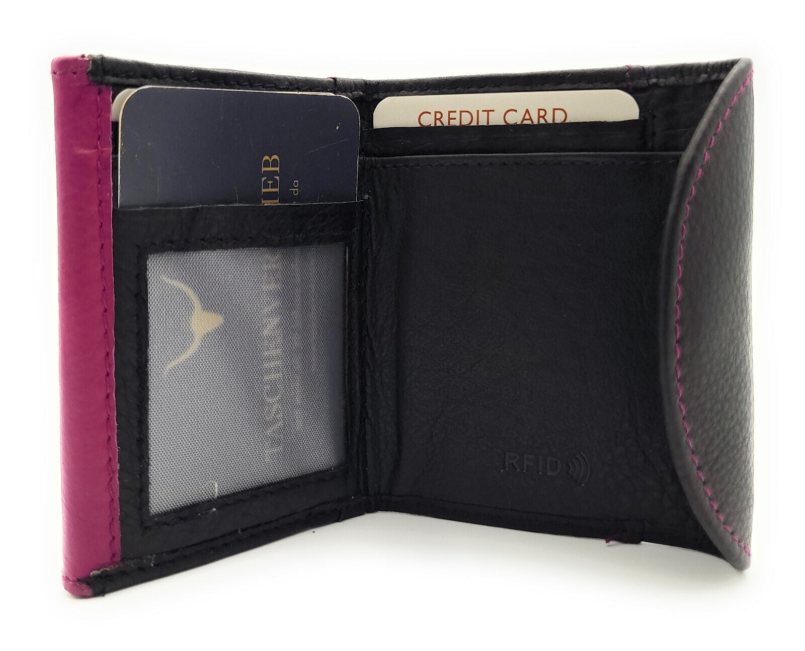 Jockey Club echt Leder Mini Geldbörse Wickelbörse Urlaubsbörse mit RFID Schutz schwarz beere