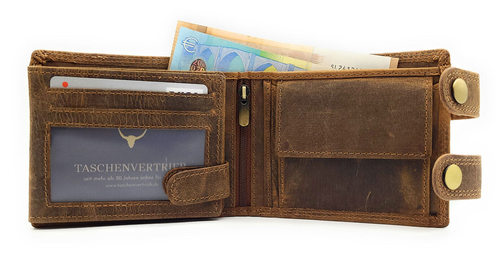 echt Leder Biker Geldbörse mit Kette RFID Schutz Hunterleder Portemonnaie Skull Totenkopf