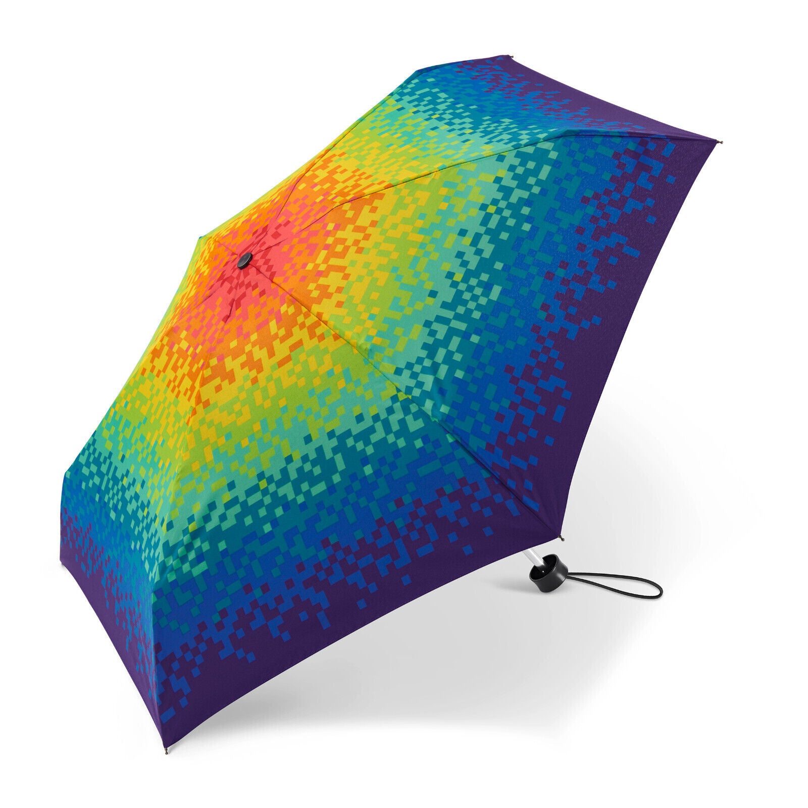 happy rain Regenschirm Taschenschirm ultra mini Pixel Regenbogen blau