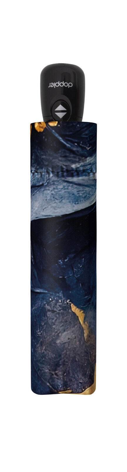 doppler Premium-Designerschirm | Marineblau & Gold | Luxuriöses Blumendesign Couture Satin
