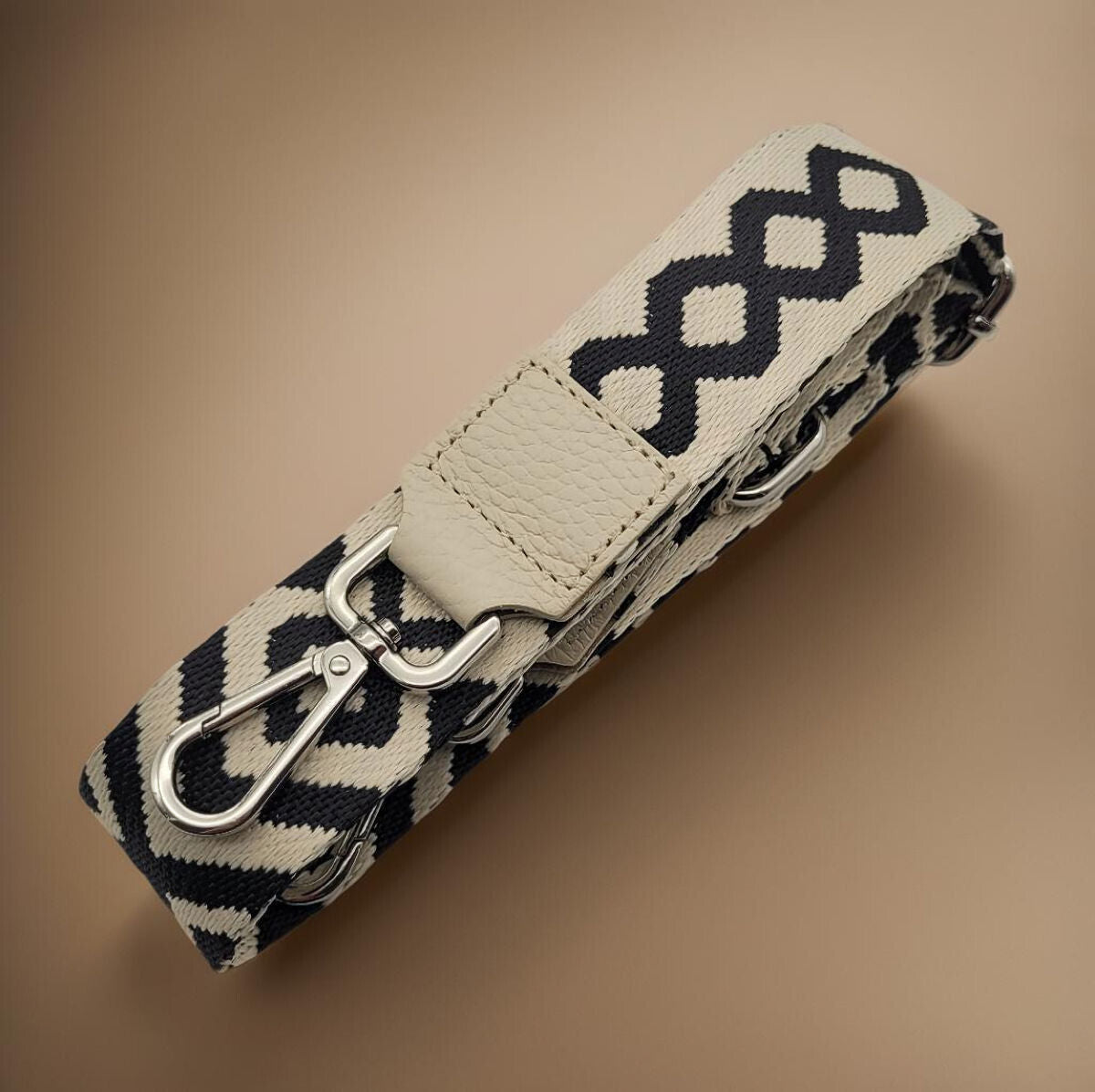 Ersatz Taschengurt Schultergurt Tragegurt Schulterriemen 4cm made in Italy schwarz beige