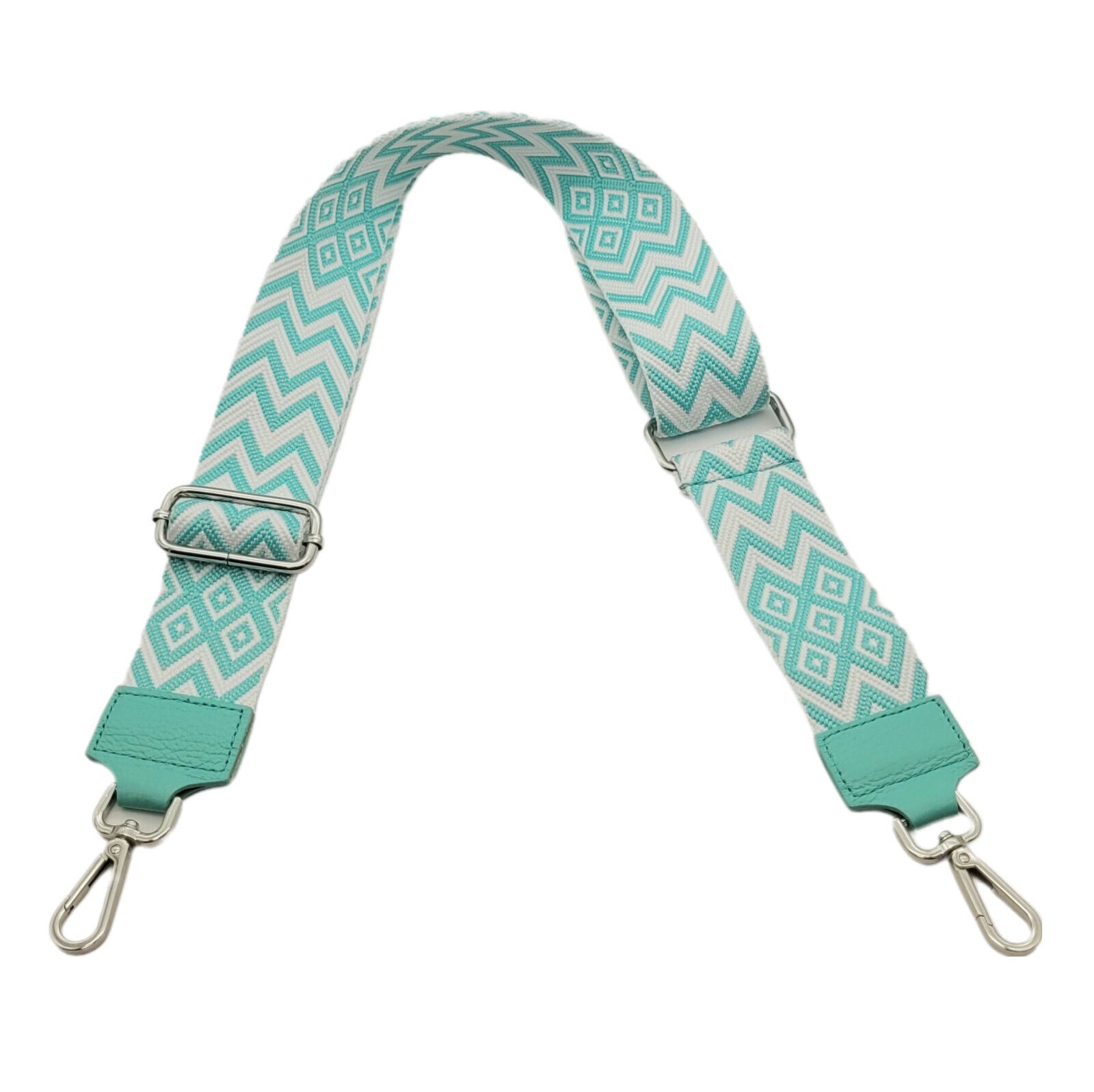 Ersatz Taschengurt Schultergurt Tragegurt Schulterriemen 5cm made in Italy türkis weiß silber