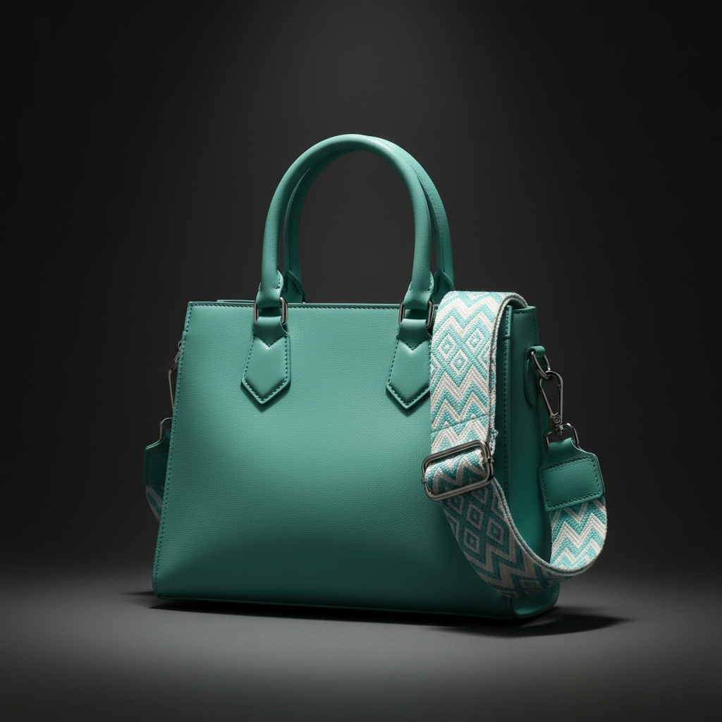 Ersatz Taschengurt Schultergurt Tragegurt Schulterriemen 5cm made in Italy türkis weiß silber