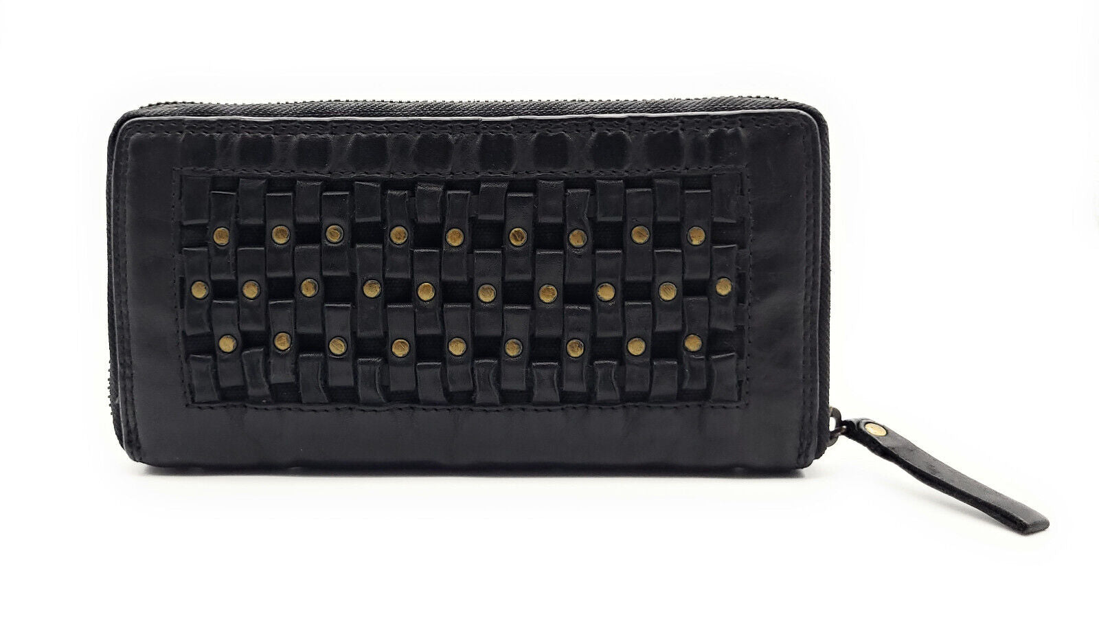 Hill Burry echt Leder Damen Geldbörse Portemonnaie Waschleder mit Nieten schwarz