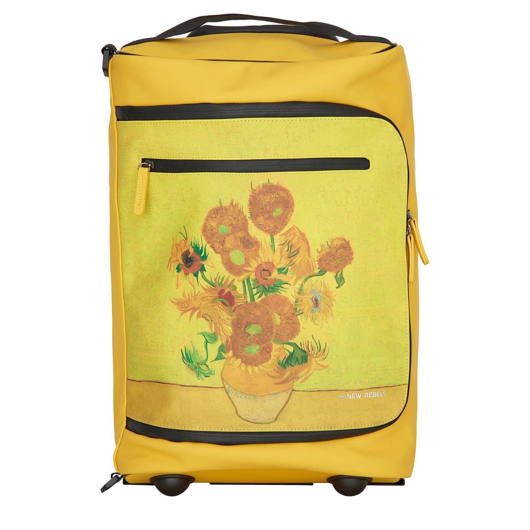 New Rebels OnBoard Trolley Laredo Wasserabweisend | Reisekoffer mit Rollen | Handgepäck 32x18x50cm | Van Gogh Sonnenblumen Gelb
