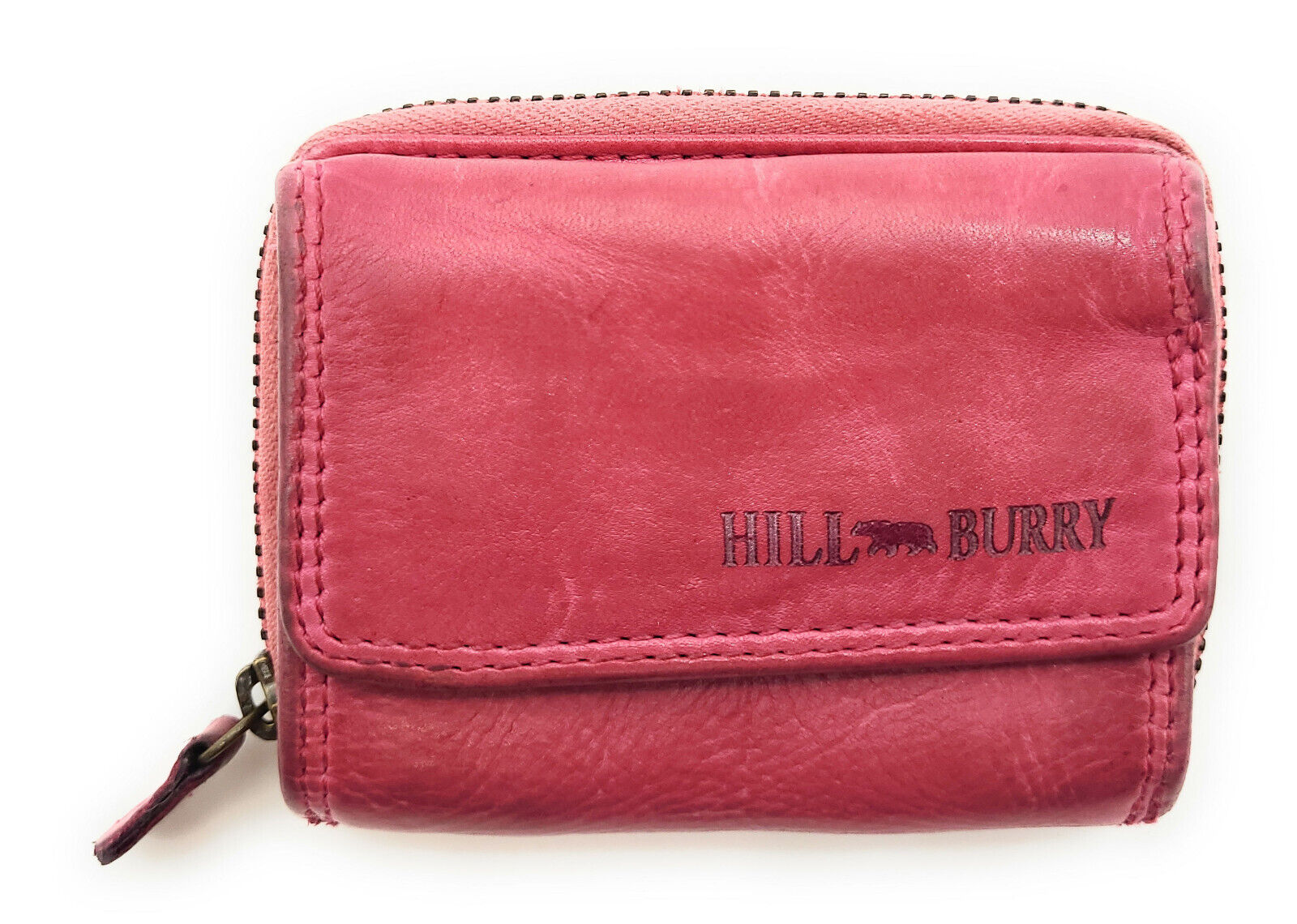 Hill Burry echt Leder Damen Mini Geldbörse Portemonnaie RFID Schutz Waschleder pink
