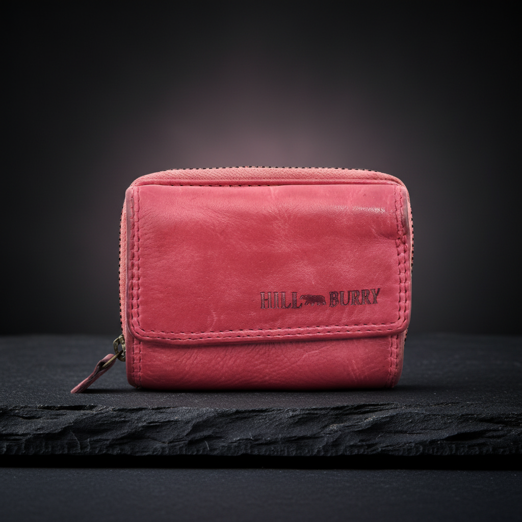 Hill Burry echt Leder Damen Mini Geldbörse Portemonnaie RFID Schutz Waschleder pink