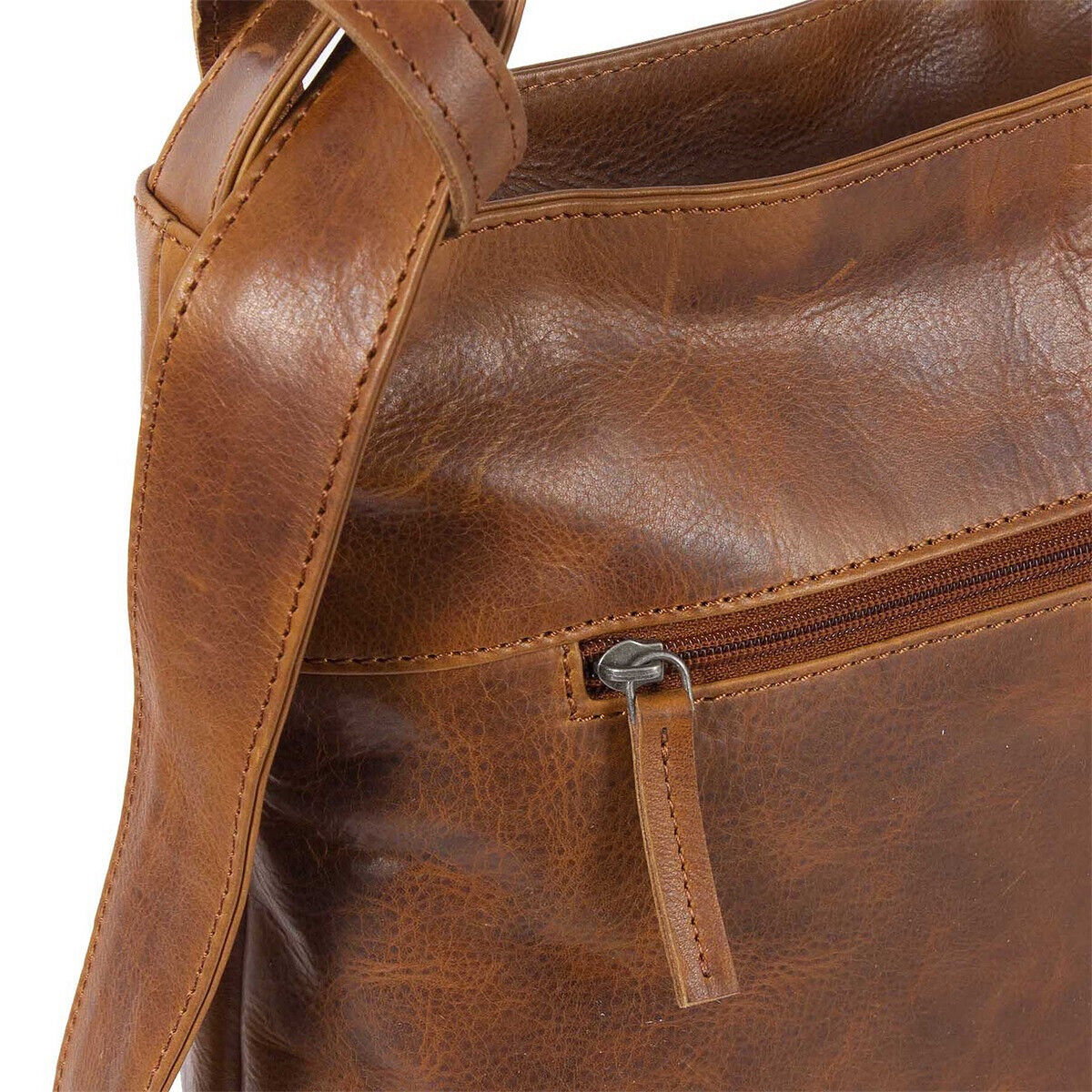Justified Bags großer echt Leder Damen Shopper Handtasche Schultertasche Nynke vintage congac