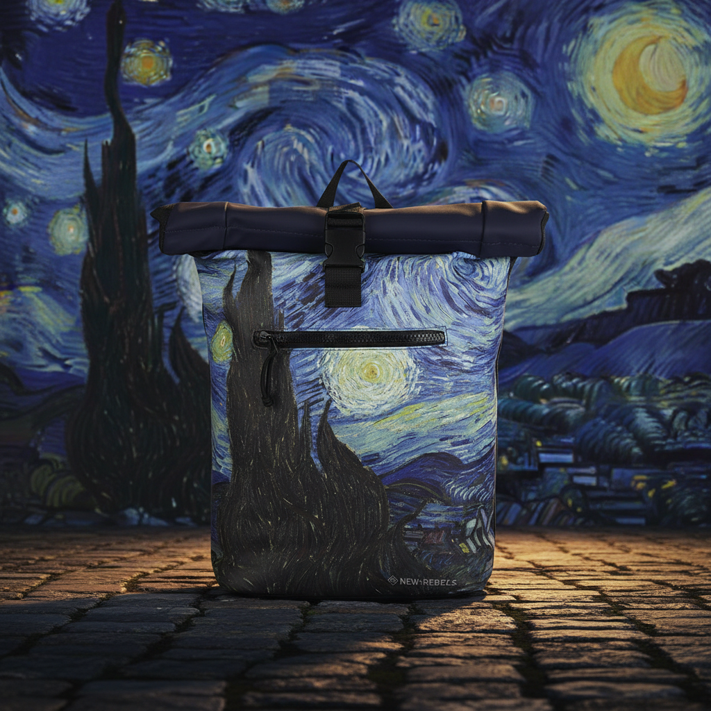 New Rebels New York Sternennacht Rucksack – Rolltop, wasserabweisend, 15" Laptopfach