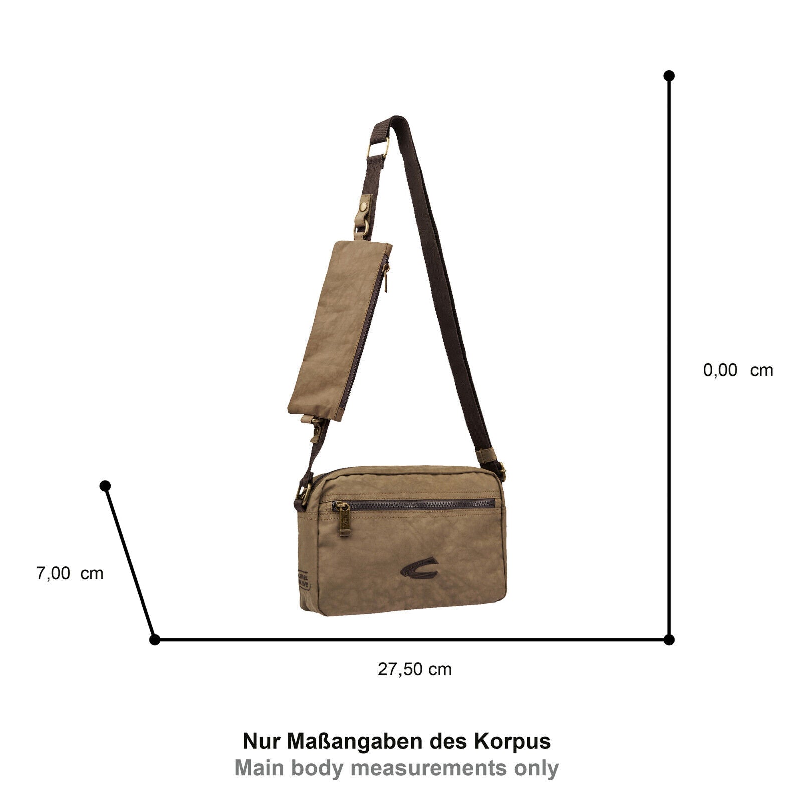 camel active Camera Bag JOURNEY – Robuste Umhängetasche mit Reißverschluss & abnehmbarer Extratasche sand