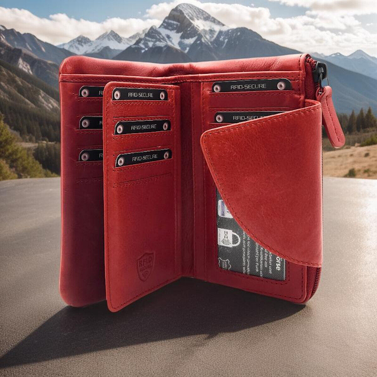 Jockey Club echt Leder Geldbörse Portemonnaie Geldbeutel mit RFID Schutz rot