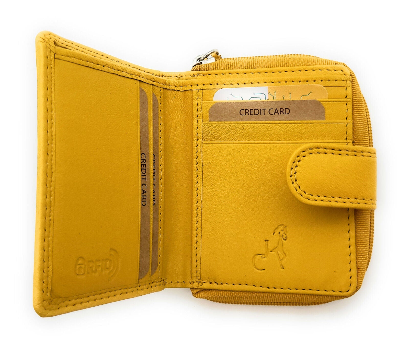 Jockey Club Basic echt Leder Mini Geldbörse Portemonnaie mit RFID Schutz gelb