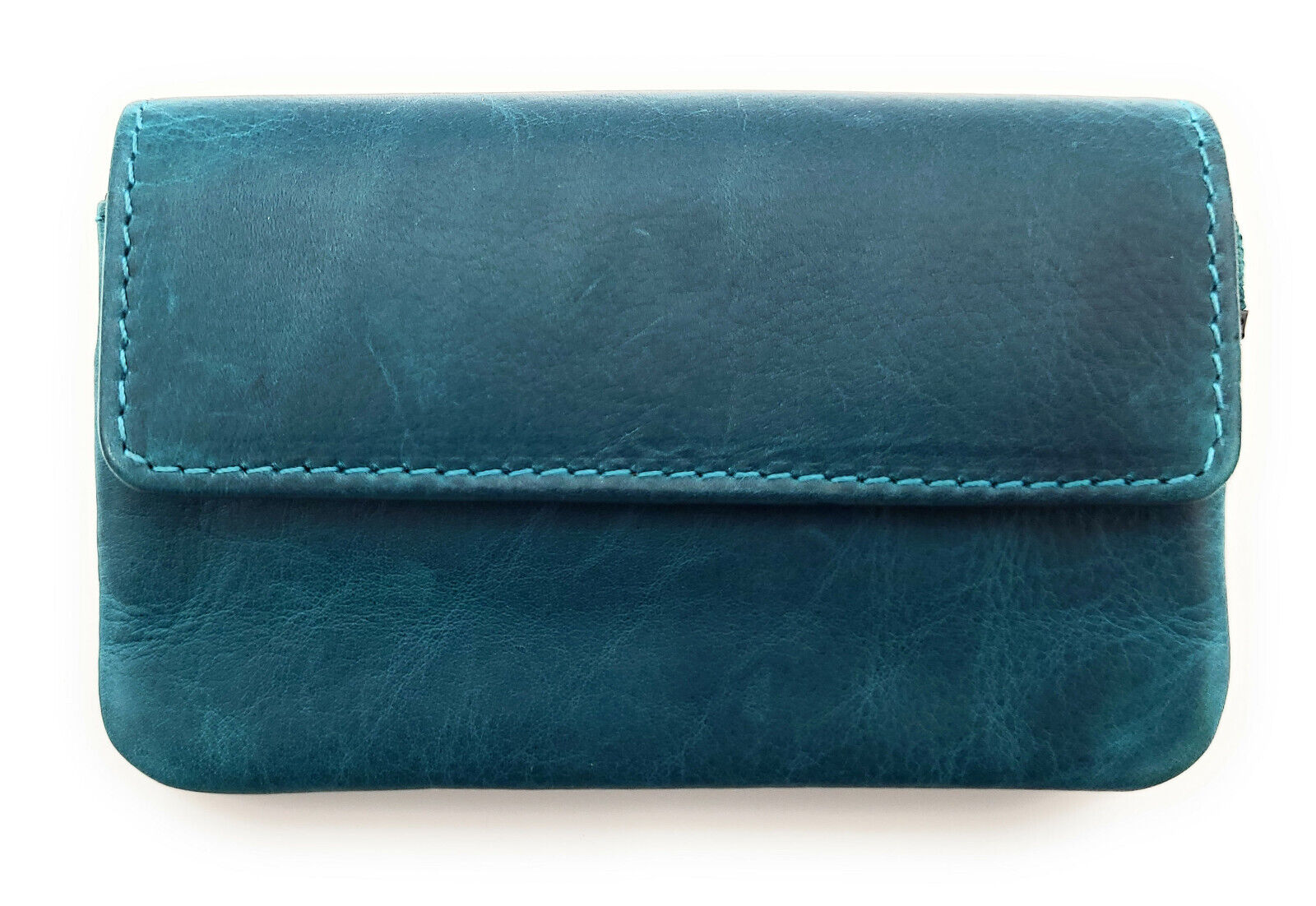 Jockey Club echt Leder Mikro Geldbörse Schlüsseletui gewachstes Rindleder petrol