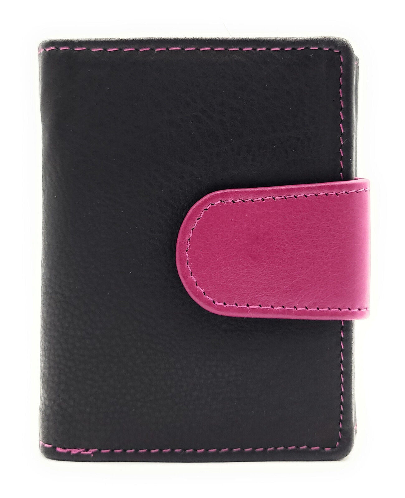 Jockey Club kleine echt Leder Geldbörse Portemonnaie Wendebörse mit RFID Schutz schwarz pink