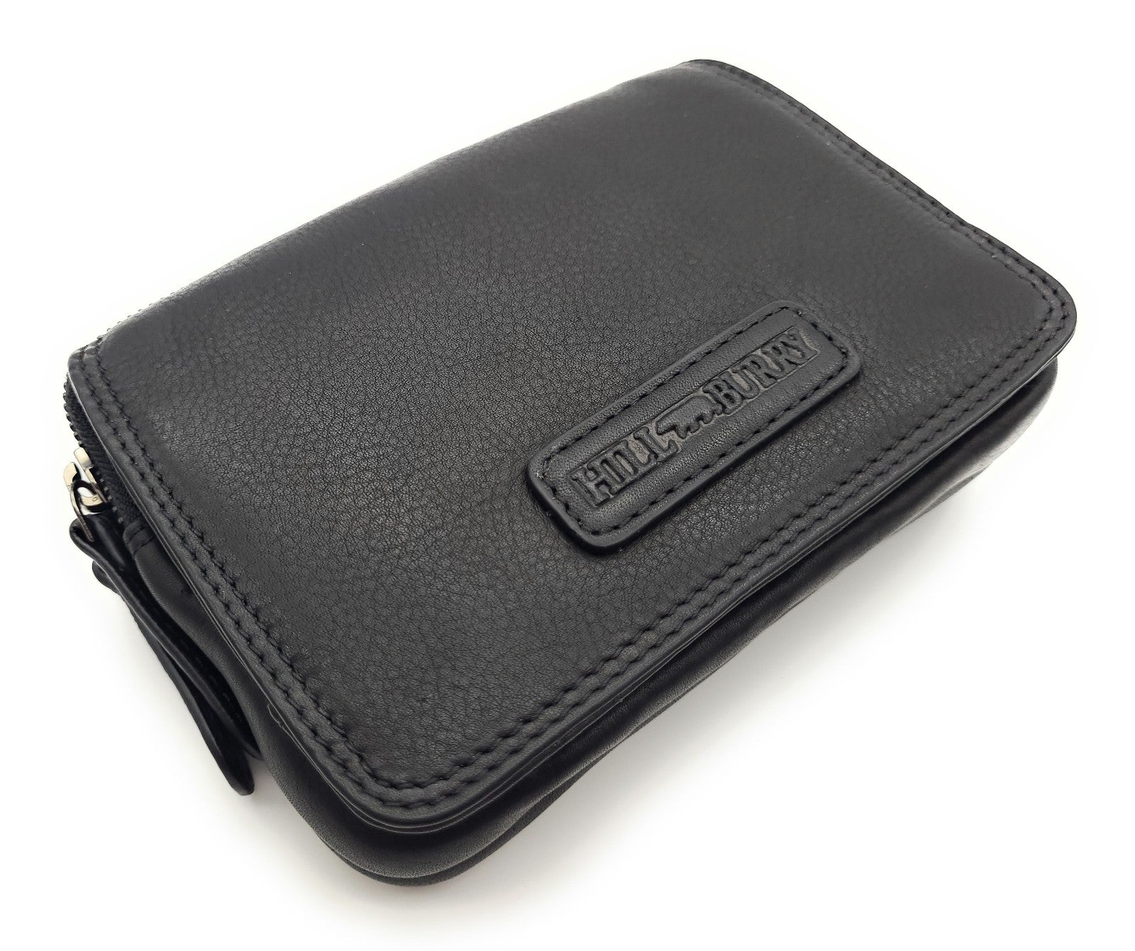 Hill Burry Gürteltasche Rindleder schwarz | 2 Hauptfächer, Magnetverschluss, Gürtelschlaufen doppelt genäht