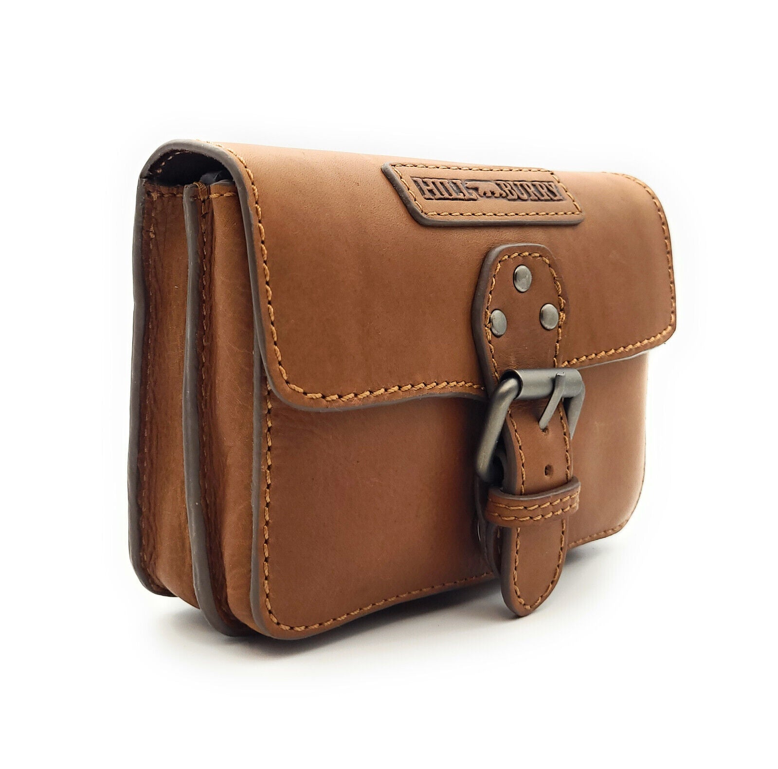 Hill Burry echt Leder Gürteltasche Bikertasche Hüfttasche Bauchtasche Doppelfach braun