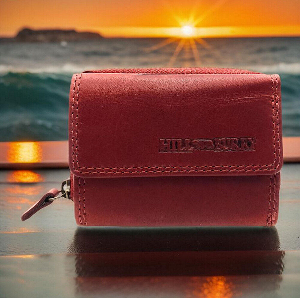 Hill Burry Mini echt Leder Damen Geldbörse Portemonnaie RFID NFC Schutz rot