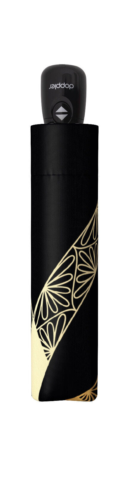 doppler Art Deco Design-Regenschirm | Schwarz & Gold | Geometrisches Muster Luxury Satin