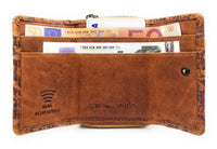 Hill Burry Mini echt Leder Damen Geldbörse Portemonnaie RFID NFC Schutz floral cognac