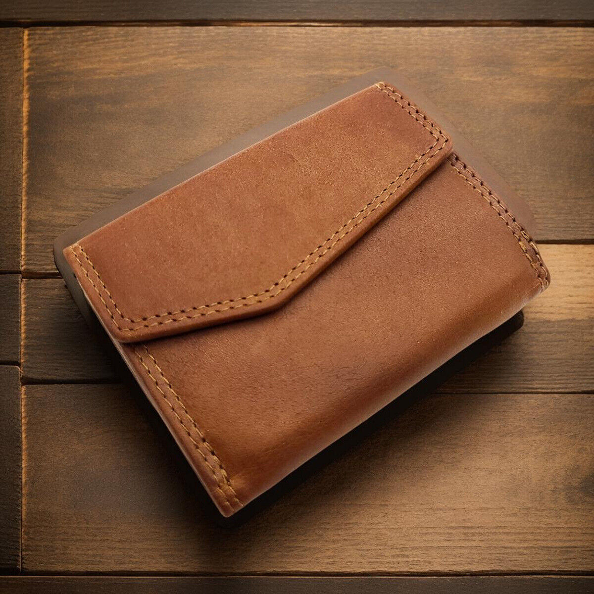 Jockey Club kleine kompakte echt Leder Geldbörse Wendebörse mit RFID Schutz cognac