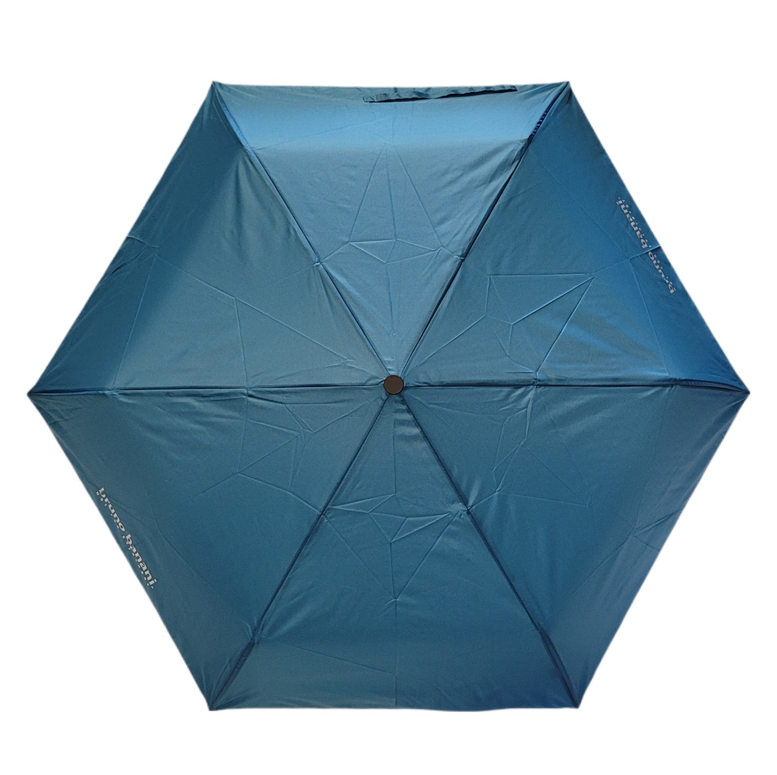 bruno banani Mini-Regenschirm – Handöffner, Stahl-Fiberglasgestell, Polyester Pongee, geriffelter Griff mit erhabenem Logo Petrol Silber